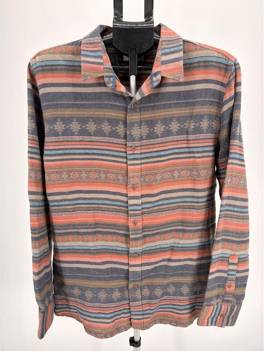Sun + Stone Vintage Pattern Button-Up Shirt Long Sleeve Large
